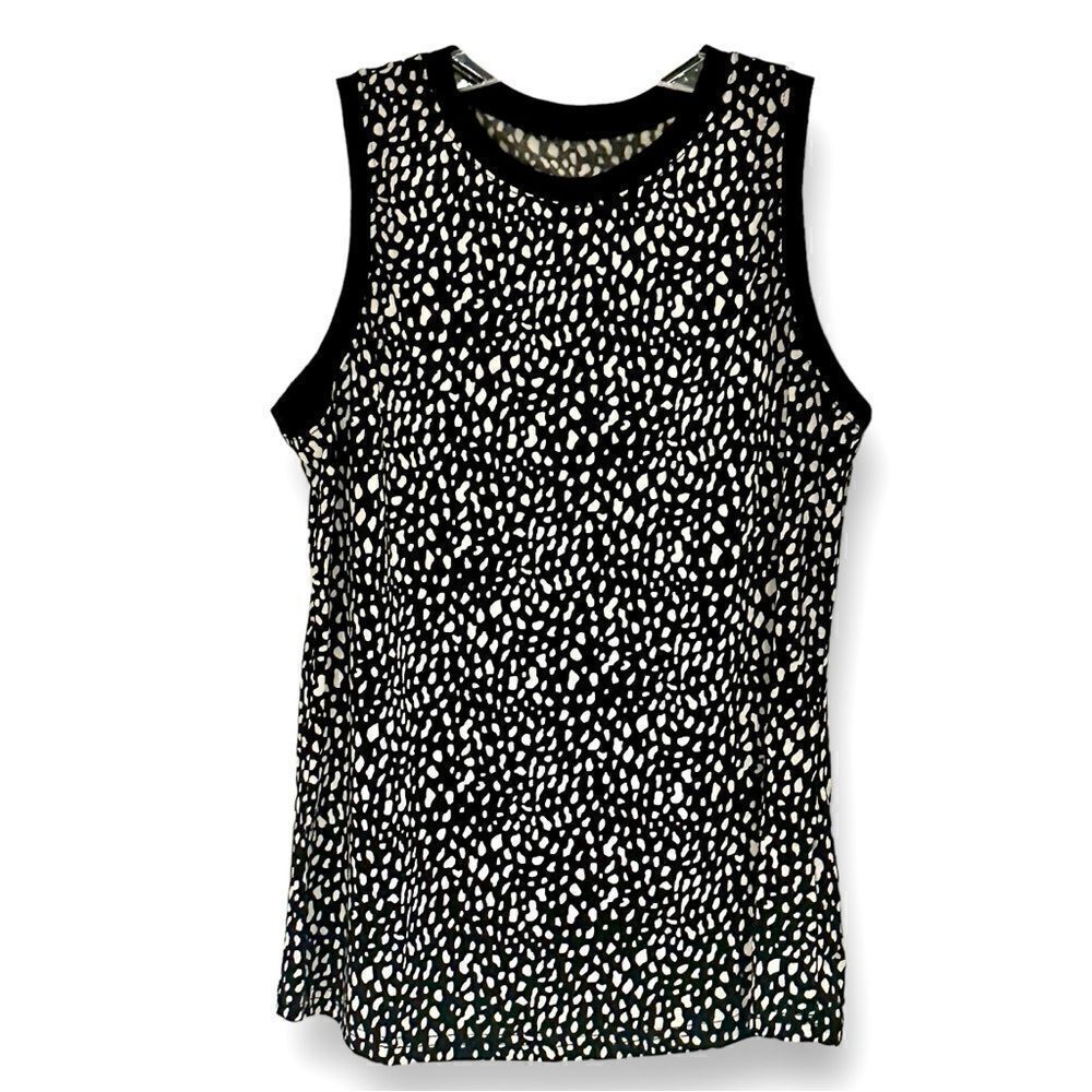 Boutique top leopard print tank black and white size small